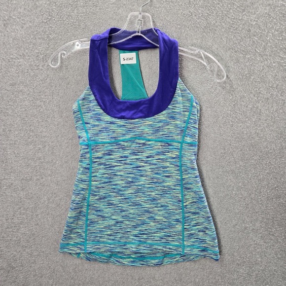 Lululemon Women Activewear Top 4 Blue Tank Top Scoop Neck Racerback Tennis - Picture 1 of 9